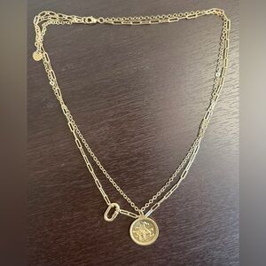 Gold Layered Necklace with Coin Pendant